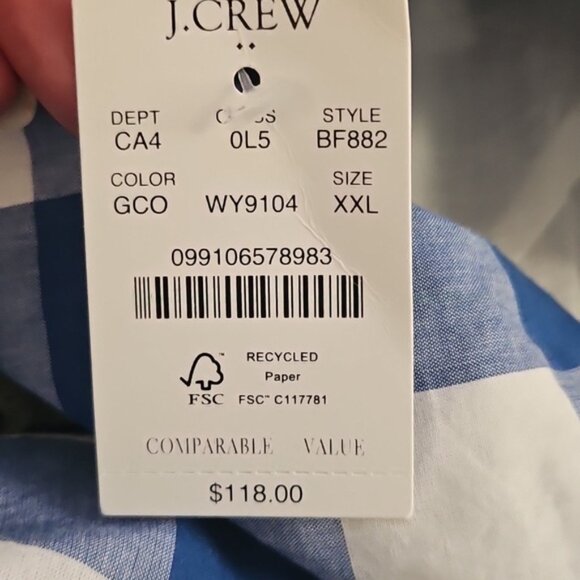 J. Crew Factory Blue and White Check and Gingham Sun Dress NWT - Picture 15 of 15